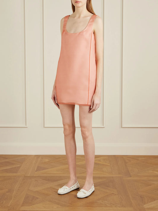 Image of Dresses. Product name - Pranta Silk-organza Mini Dress in Pastel pink colour by brand - KHAITE