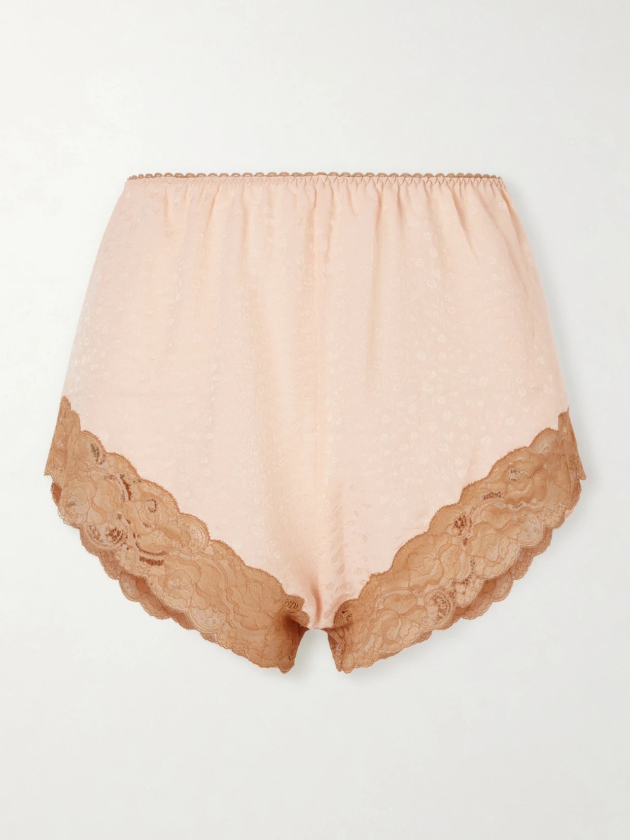 Lace-trimmed Silk-jacquard Shorts