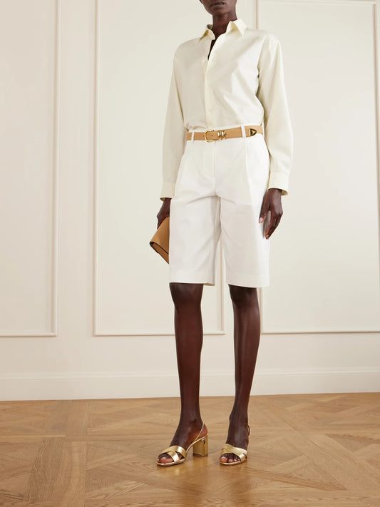 Image of Heels. Product name - Leonardo 65 Metallic Leather Sandals in Gold colour by brand - Jennifer Chamandi