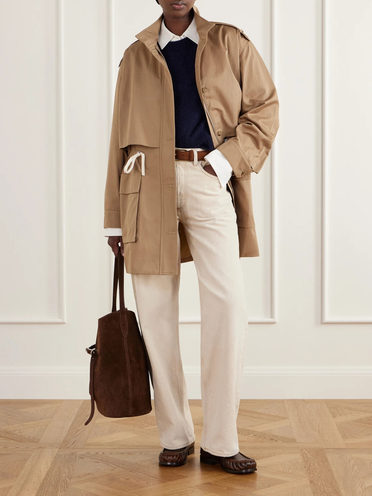 Image of Coats & Jackets. Product name - Drawing Conclusions Drawstring Cotton-twill Jacket in Beige colour by brand - TWP