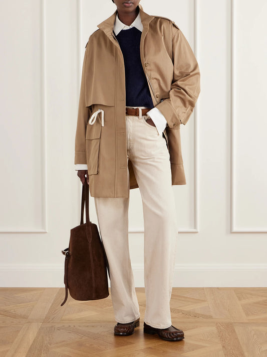 Image of Coats & Jackets. Product name - Drawing Conclusions Drawstring Cotton-twill Jacket in Beige colour by brand - TWP
