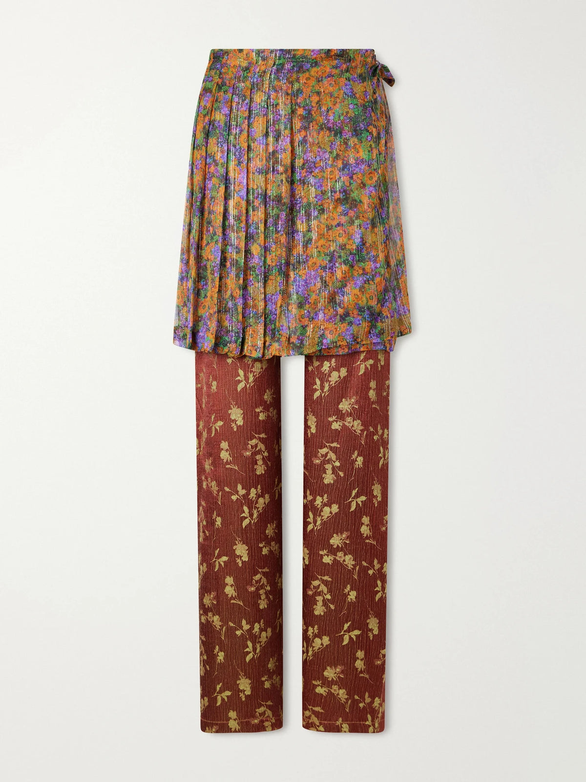 Dries Van Noten Floral-jacquard And Crepon Wide-leg Pants