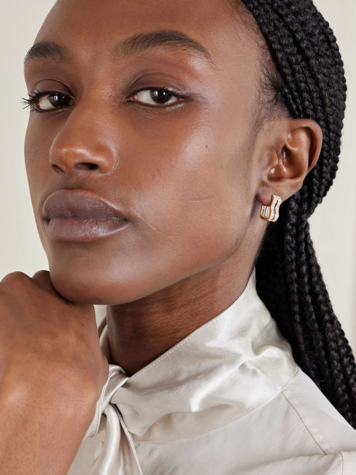 Image of Earrings. Product name - 14-karat Gold Diamond Single Earring in Multi colour by brand - Sydney Evan