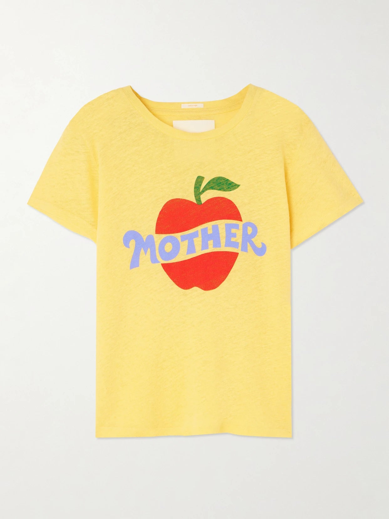 Image of a model wearing Tops. Product name - The Lil Sinful Printed Cotton-jersey T-shirt in Yellow colour by brand - Mother