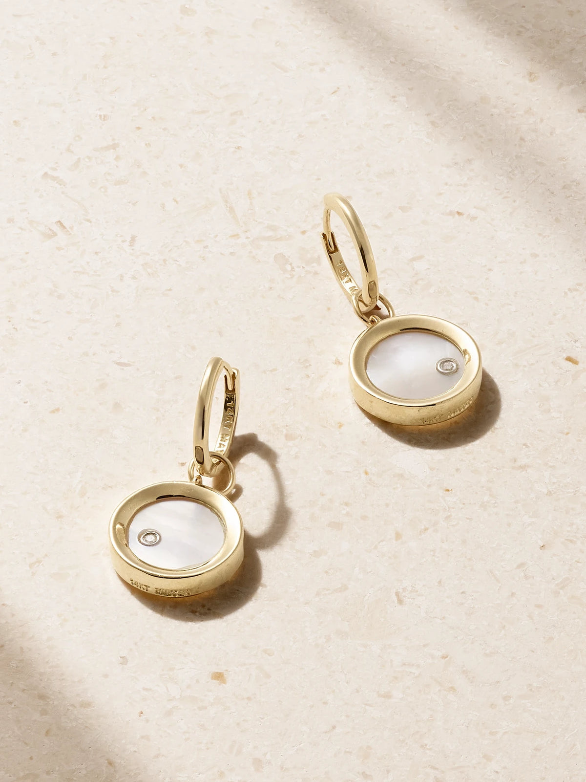 Convertible 14-karat Gold, Mother-of-pearl And Diamond Hoop Earrings