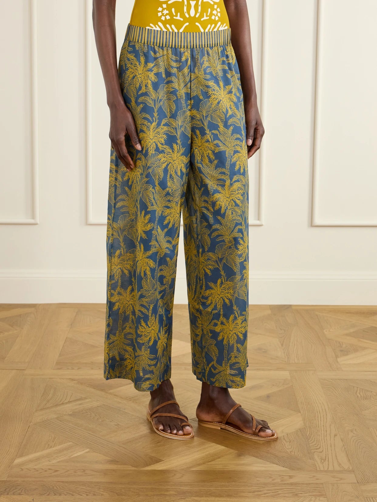 Itinerant Printed Cotton-voile Straight-leg Pants