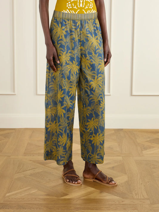 Itinerant Printed Cotton-voile Straight-leg Pants