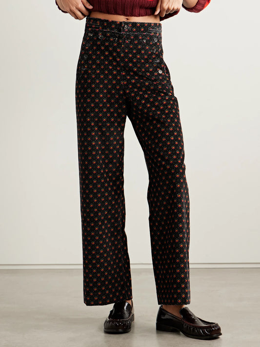 Mcallister Floral-print Cotton-corduroy Straight-leg Pants