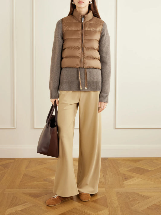 Image of Coats & Jackets. Product name - Quilted Shell Vest in Light brown colour by brand - Max Mara