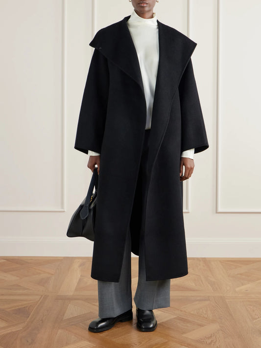 Image of Coats & Jackets. Product name - Kaity Brushed Wool And Cashmere-blend Coat in Black colour by brand - Almada