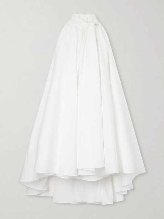 Image of Dresses. Product name - Tie-detailed Pleated Cotton Mini Dress in White colour by brand - Givenchy