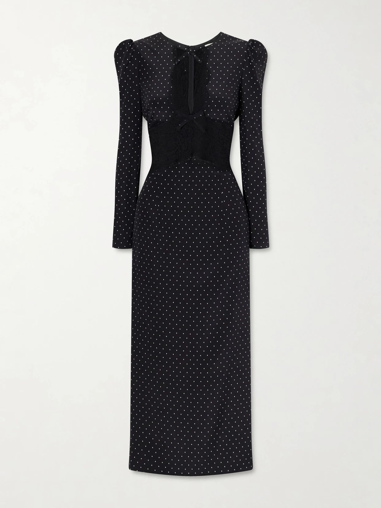 Image of Dresses. Product name - Polka-dot Silk Midi Dress in Black colour by brand - Alessandra Rich