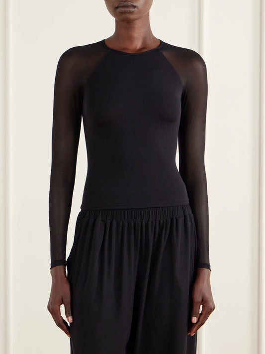 Eres Marita Mesh-trimmed Stretch-modal And Silk-blend Top
