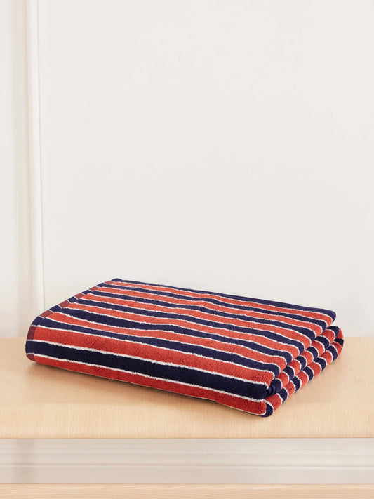 Autumn Sonata Helena Striped Organic Cotton-terry Beach Towel