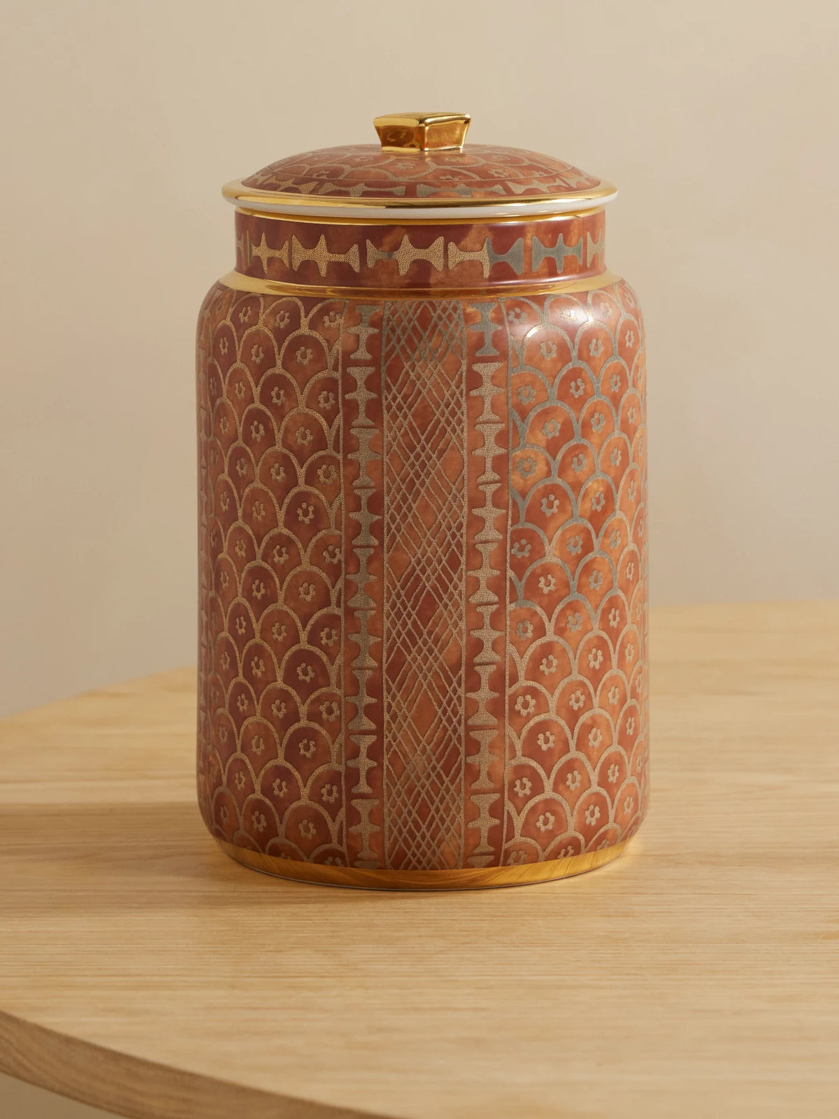 Ashanti Large Gold-plated Earthenware Canister