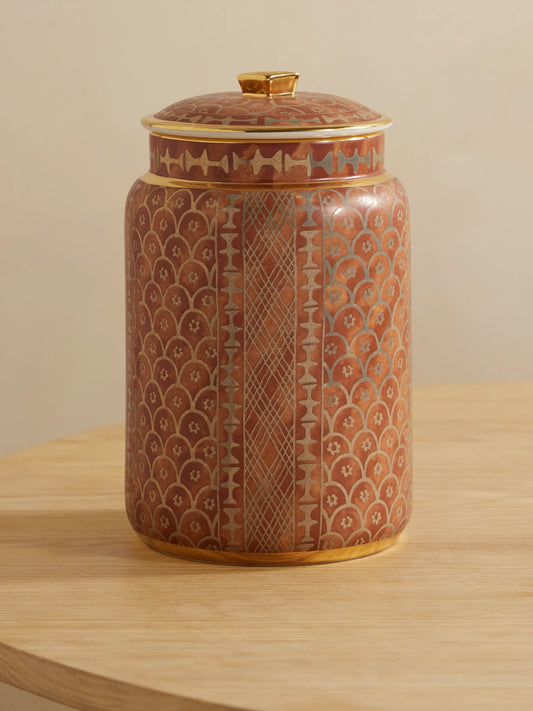 L'Objet Ashanti Large Gold-plated Earthenware Canister