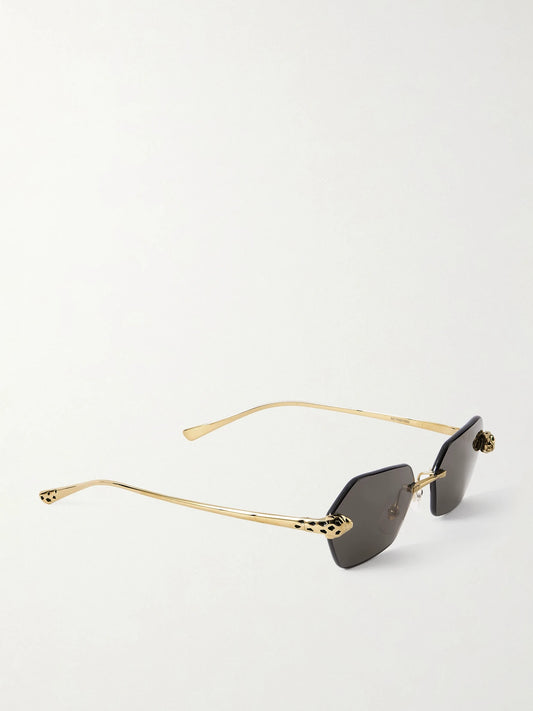 Panthère De Cartier Rimless Hexagon-frame Gold-tone Sunglasses