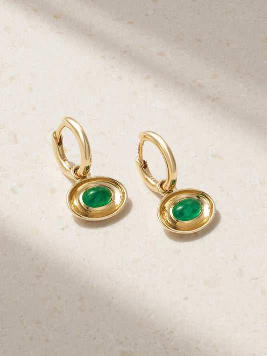 Aurelia 14-karat Gold Emerald Hoop Earrings