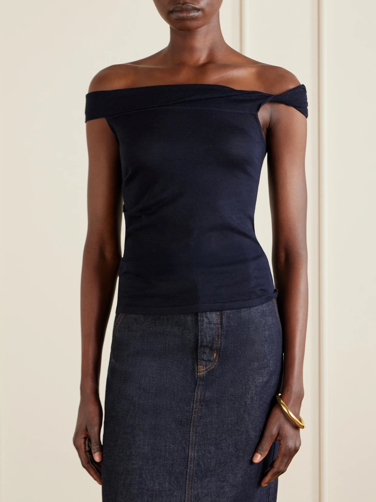 Off-the-shoulder Silk And Cashmere-blend Top