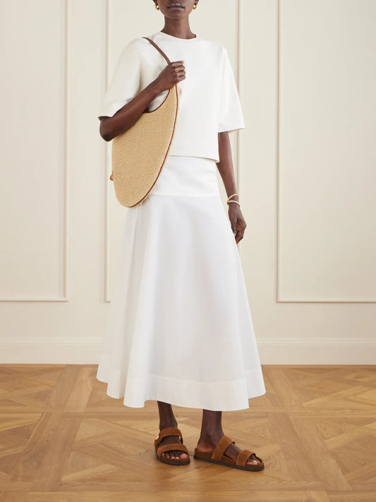Image of Bags. Product name - Pierced Embellished Leather-trimmed Raffia Shoulder Strap in Pink colour by brand - Tory Burch