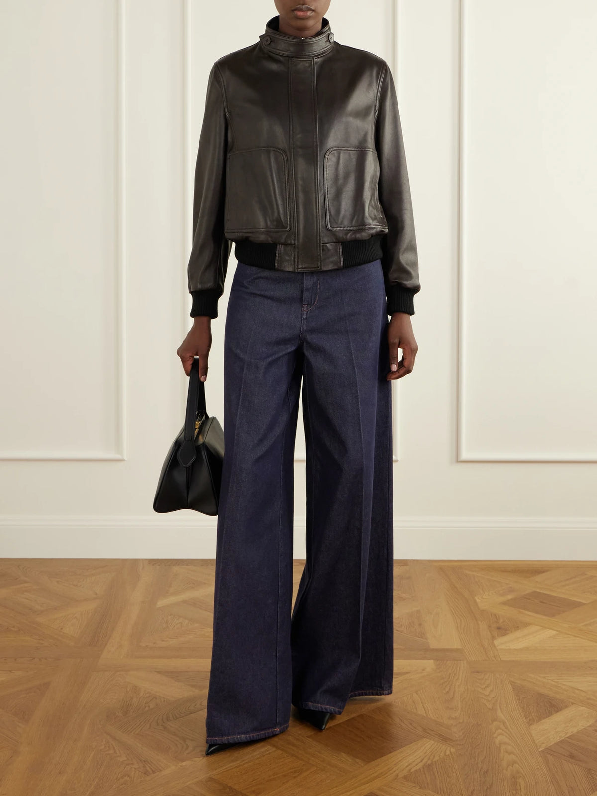 Image of Jeans. Product name - Quatto Mid-rise Wide-leg Jeans in Dark denim colour by brand - Max Mara