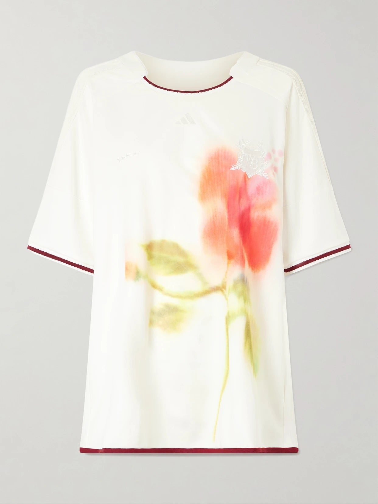 Image of T-Shirts. Product name - + Wales Bonner Floral-print Recycled Jersey T-shirt in White colour by brand - adidas Originals