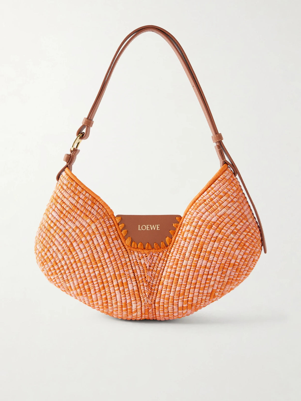 + Paula's Ibiza Swing Medium Leather-trimmed Raffia Shoulder Bag