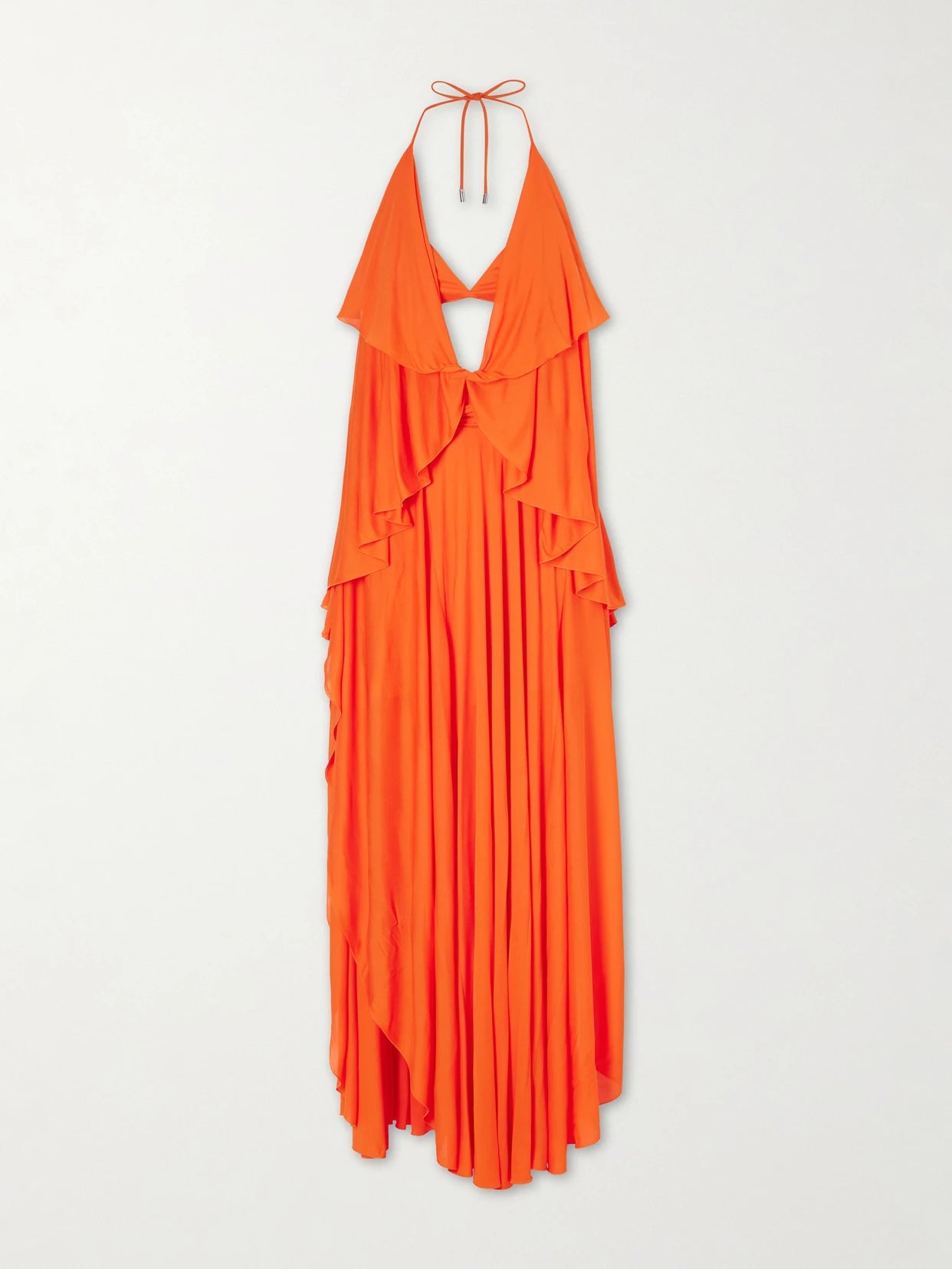 + Paula's Ibiza Ruffled Cutout Jersey Halterneck Maxi Dress