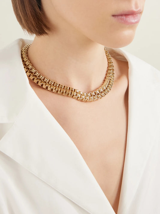 Image of Necklaces. Product name - The Nesting Rope Duo Gold-tone Chain Necklace in Multi colour by brand - Roxanne Assoulin