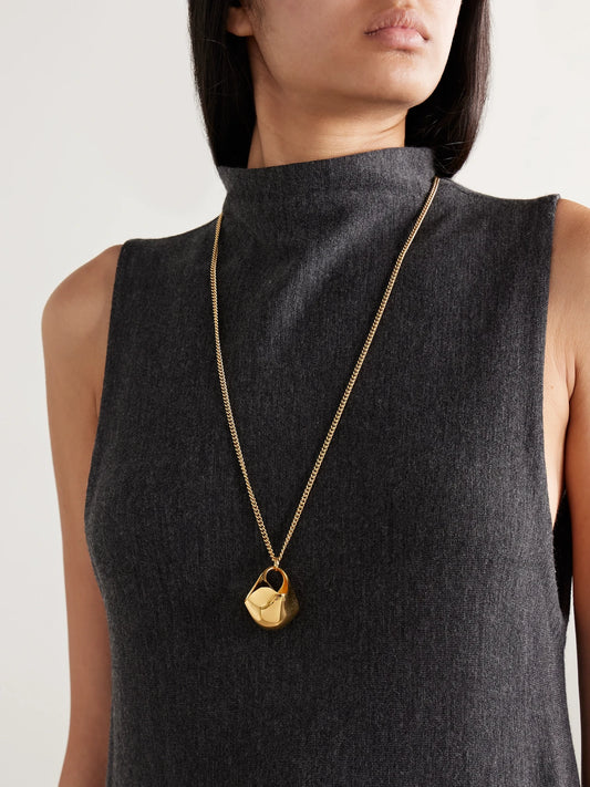 Image of Necklaces. Product name - Lotus Small Gold-plated Necklace in Multi colour by brand - KHAITE