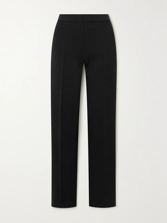 Image of a model wearing Pants. Product name - Jules Stretch-cotton Straight-leg Pants in Black colour by brand - HIGH SPORT