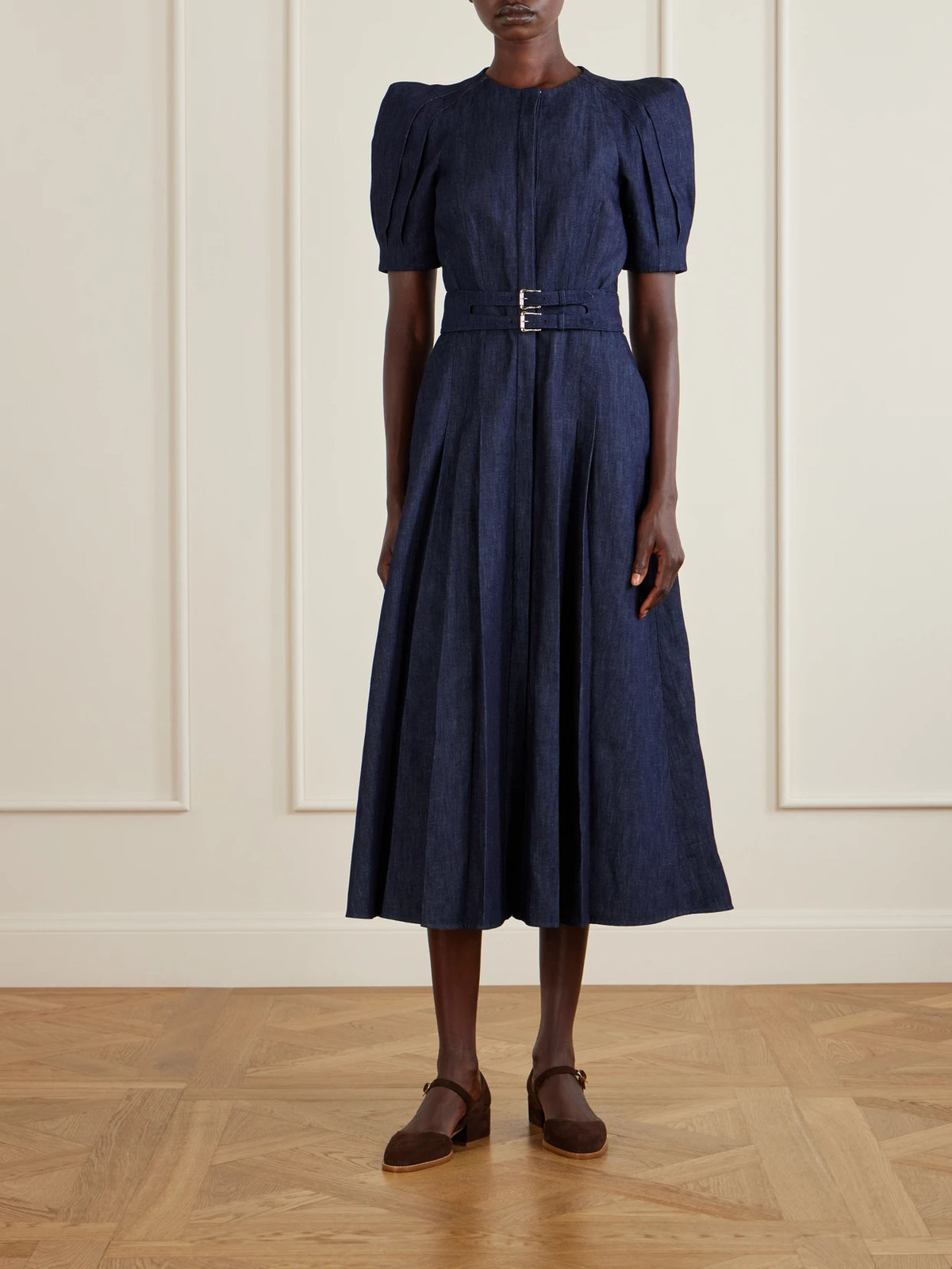 Image of Flats. Product name - Riley Suede Mary Jane Flats in Chocolate colour by brand - Gabriela Hearst