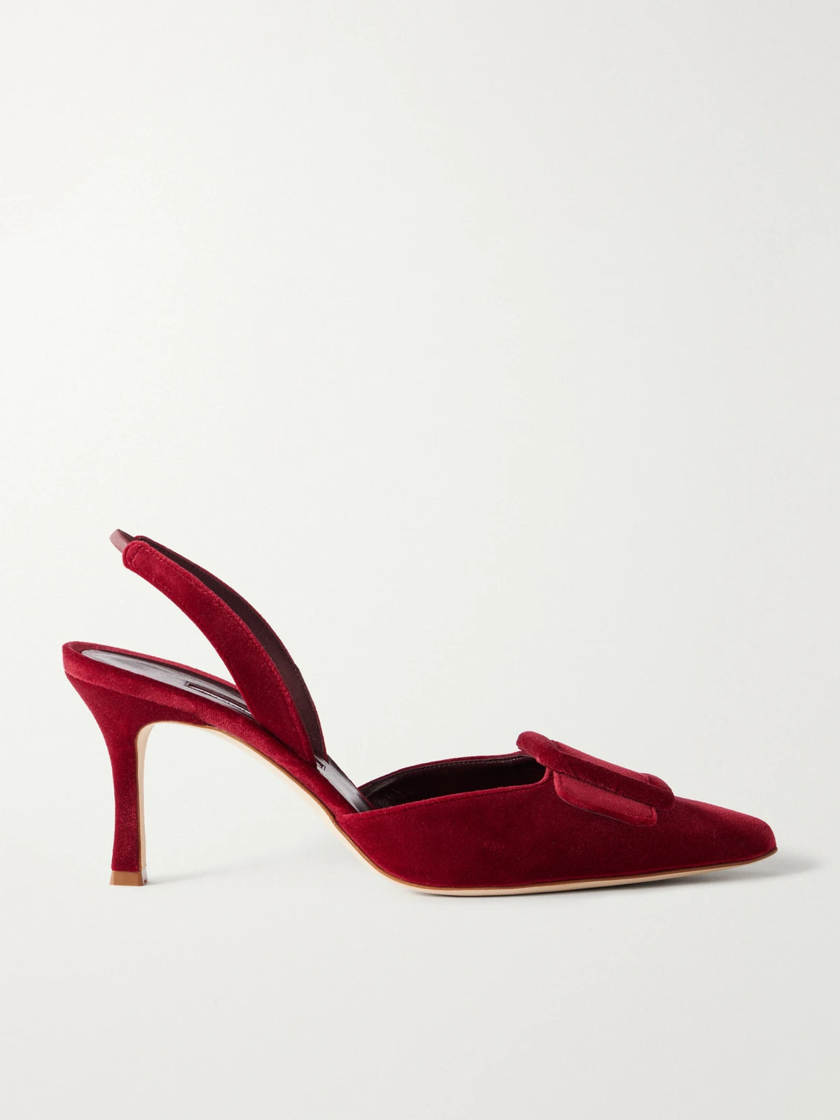 Manolo Blahnik Maysli 70 Buckled Velvet Slingback Pumps