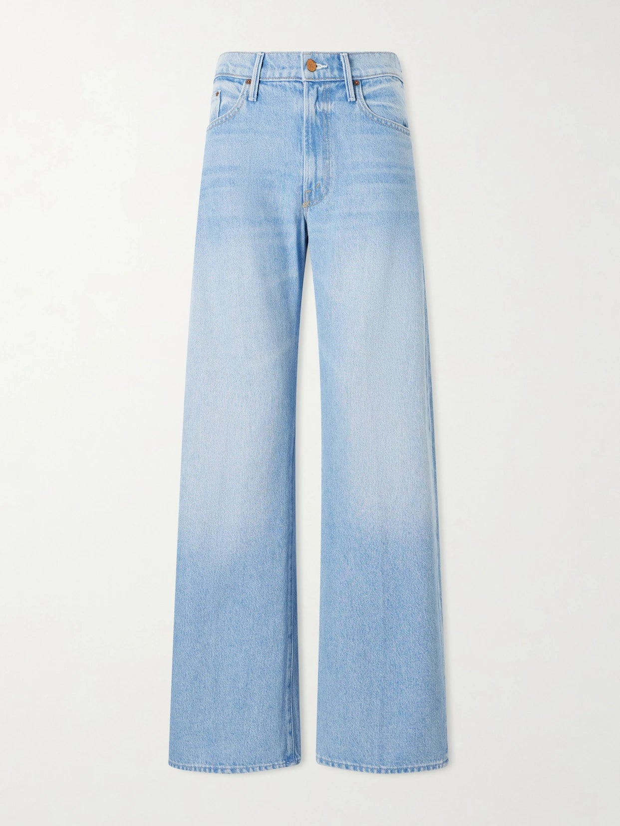 Image of Jeans. Product name - The Whip Skimp Mid-rise Wide-leg Jeans in Light denim colour by brand - Mother