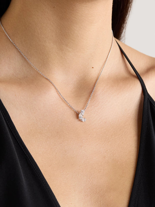 Image of Necklaces. Product name - Serti Sur Vide 18-karat White Gold Diamond Necklace in Multi colour by brand - Repossi