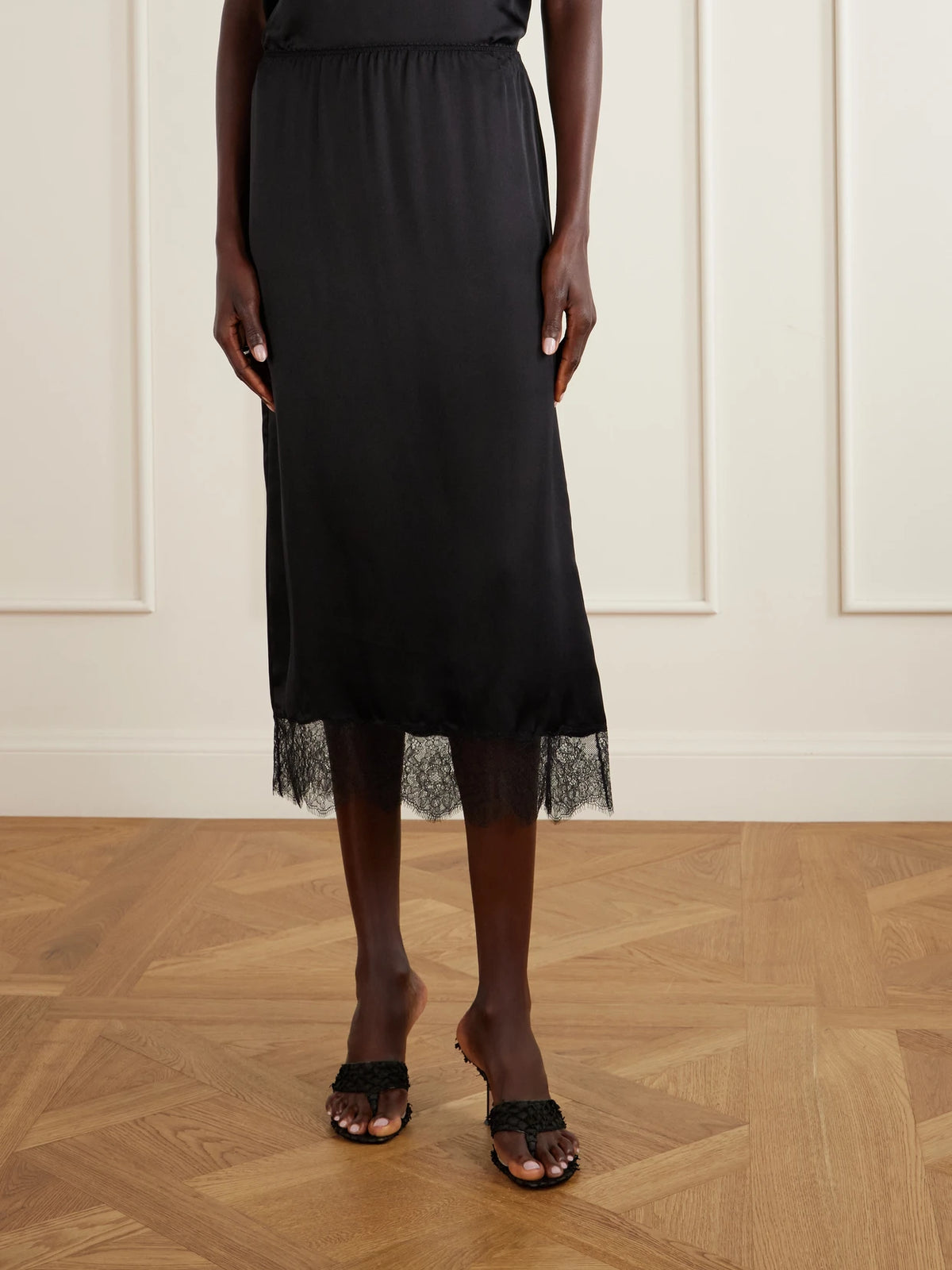 Shelby Lace-trimmed Silk-blend Midi Skirt
