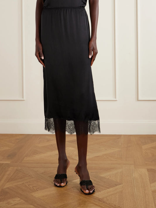 Shelby Lace-trimmed Silk-blend Midi Skirt