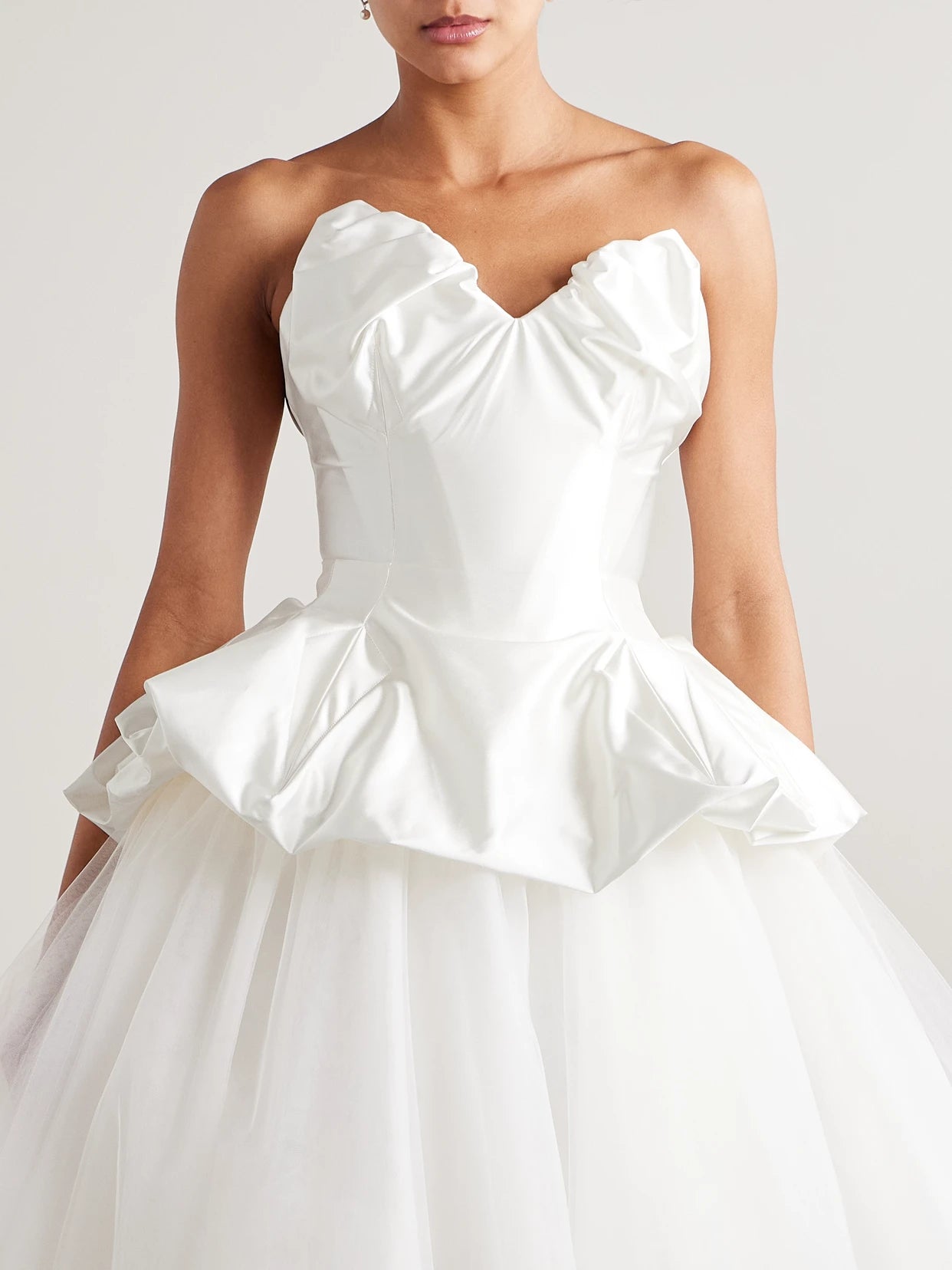 Raven Strapless Gathered Satin Bustier Top