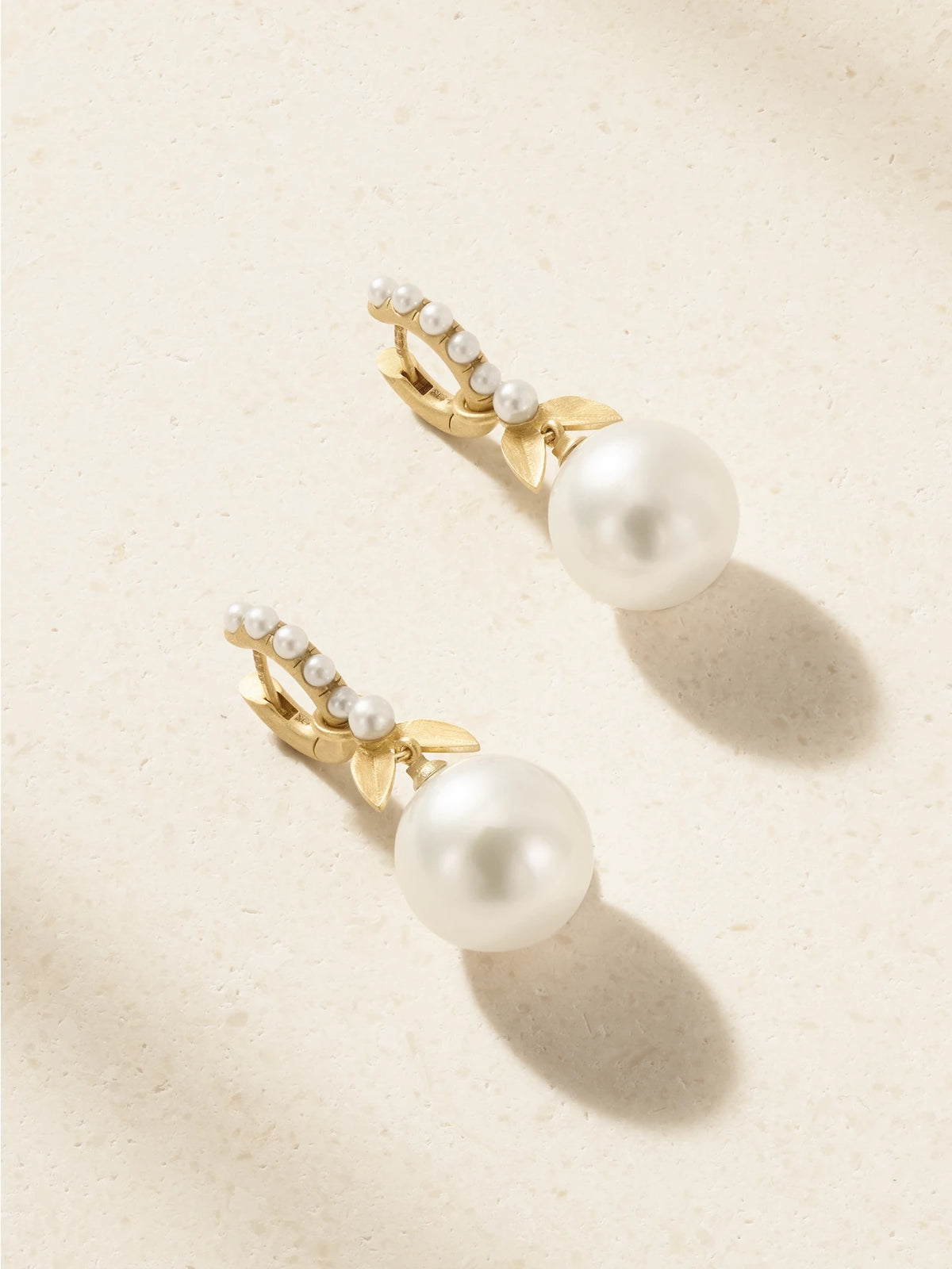 Irene Neuwirth Golden Blossom Vine 18-karat Gold Pearl Earrings