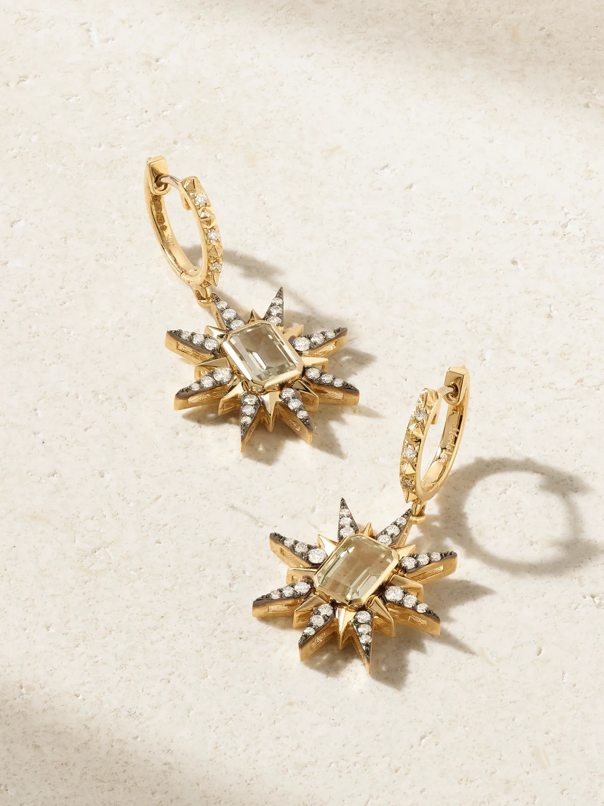 Starburst 14-karat Gold, Amethyst And Diamond Earrings