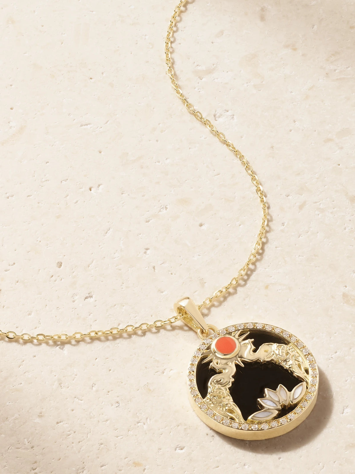 L'Atelier Nawbar Golden Eclipse 18-karat Gold Multi-stone Pendant Necklace