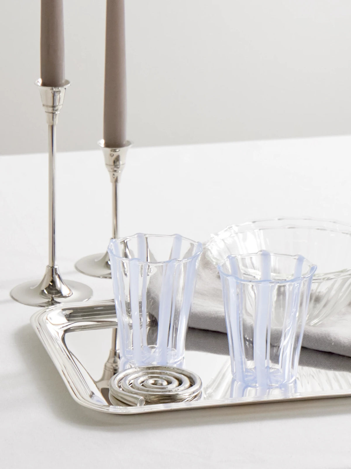 Image of Tableware. Product name - Le Verre Bonbon Set Of Four Glasses in Light blue colour by brand - Sophie Lou Jacobsen