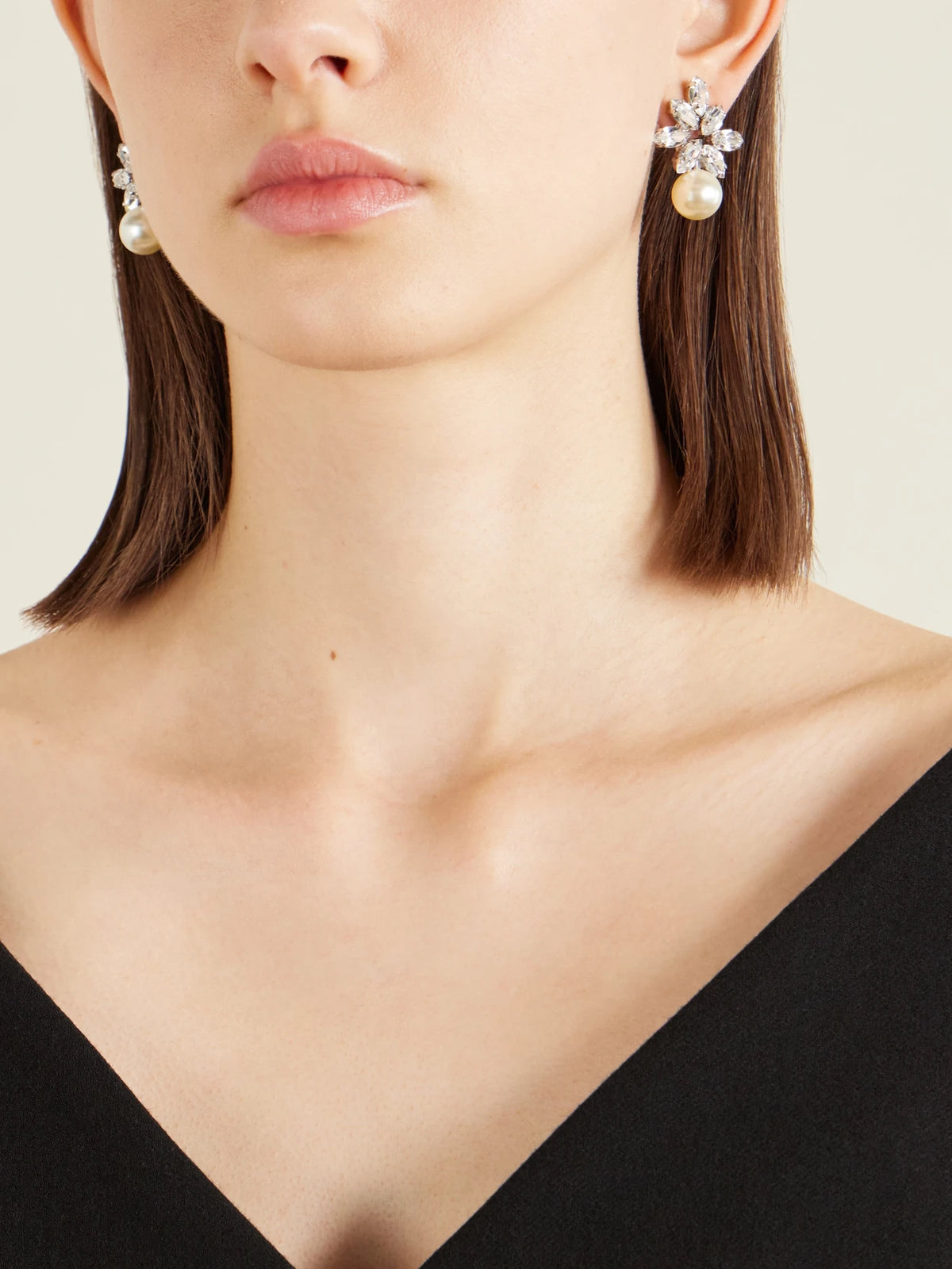 Image of Earrings. Product name - Liza Silver-tone Crystal Earrings in Ivory colour by brand - Jennifer Behr