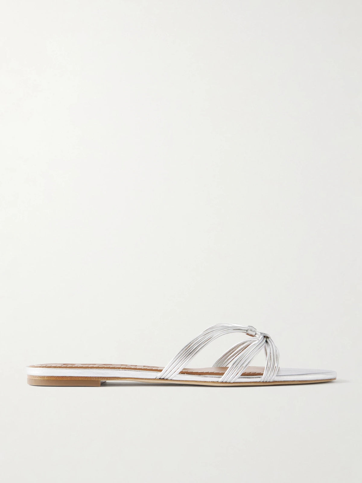 STAUD Carrie 5 Knotted Metallic-leather Sandals