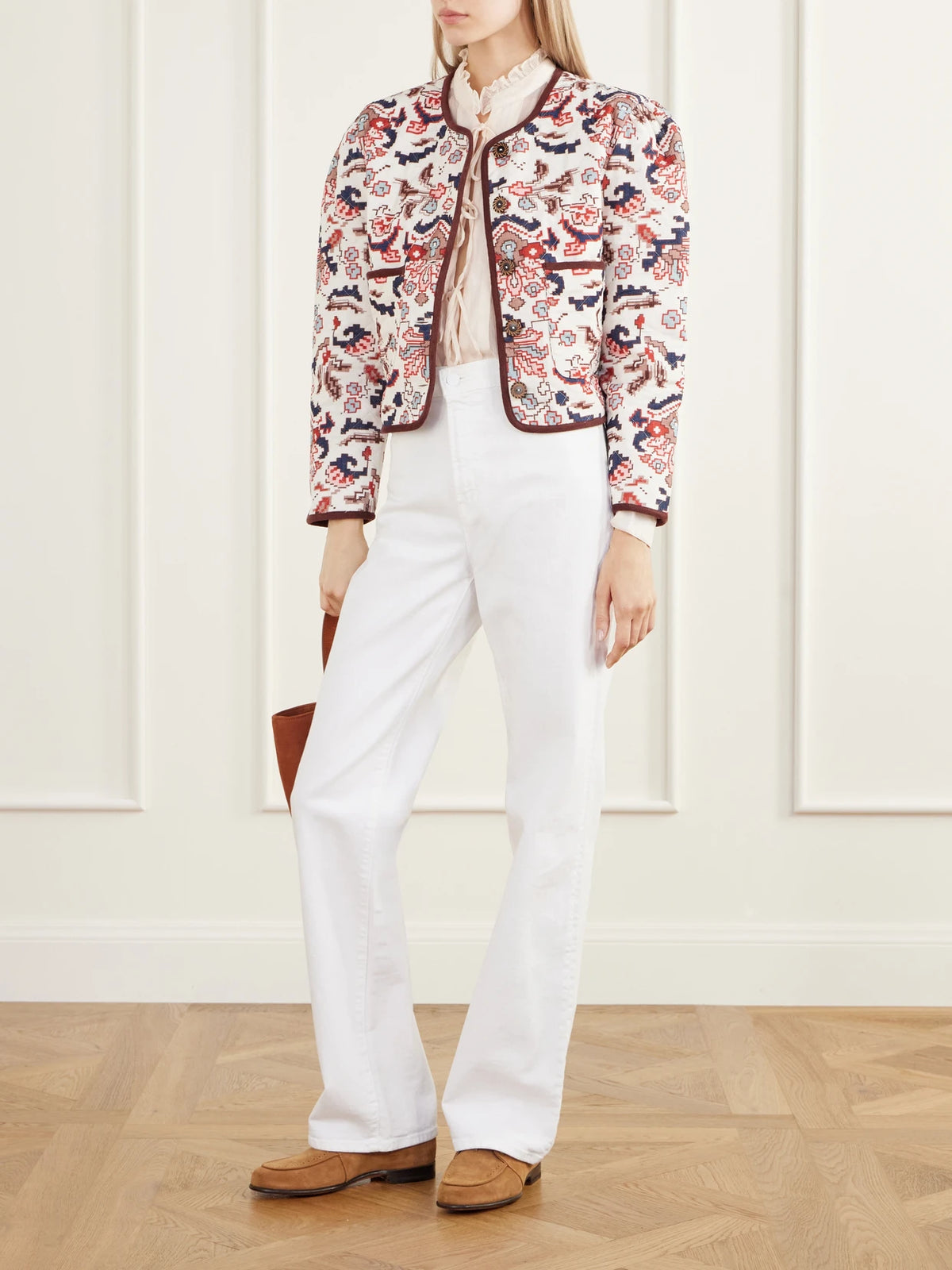 Image of Coats & Jackets. Product name - Dorian Jacquard Cotton-corduroy Jacket in Multi colour by brand - ALIX OF BOHEMIA