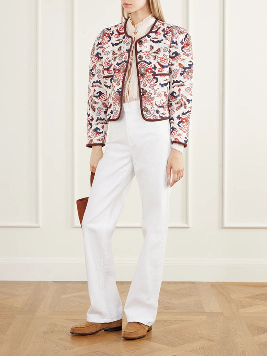 Image of Coats & Jackets. Product name - Dorian Jacquard Cotton-corduroy Jacket in Multi colour by brand - ALIX OF BOHEMIA