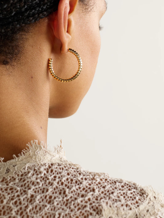 Image of Earrings. Product name - Trisolina Small 18-karat Gold Hoop Earrings in Multi colour by brand - Marina B