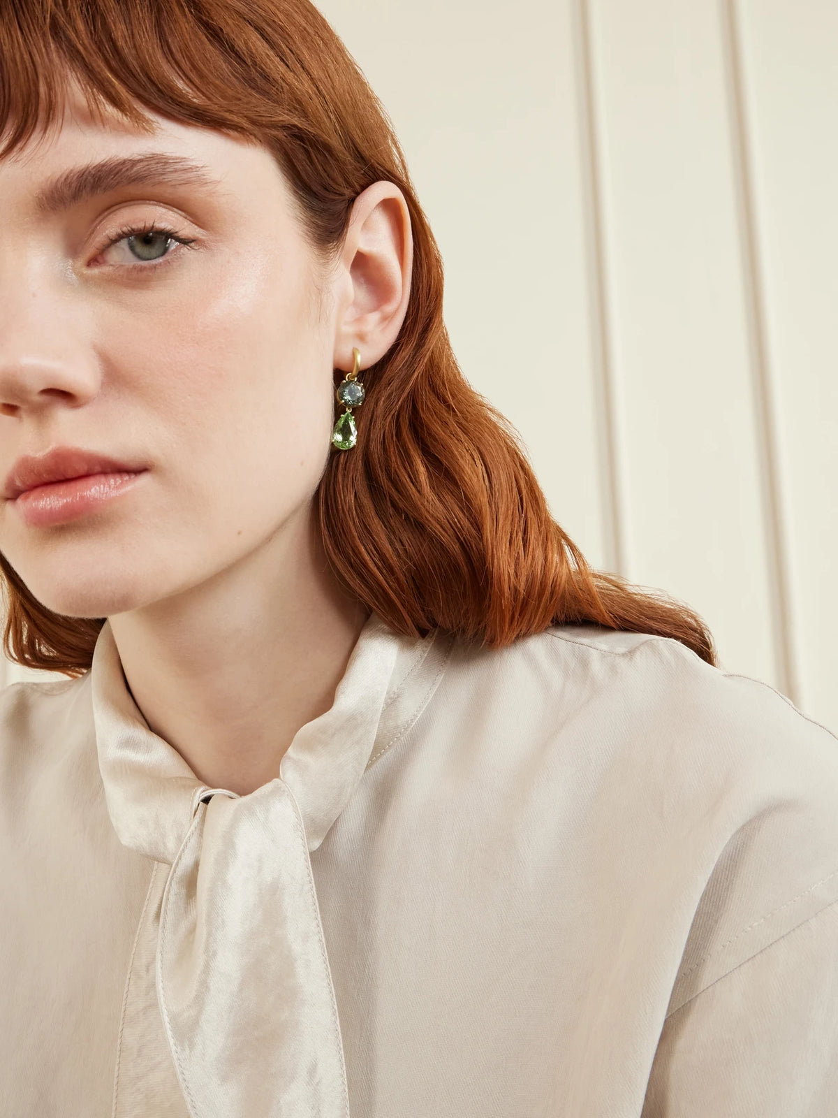 Image of Earrings. Product name - Gemmy Gem 18-karat Gold Tourmaline Hoop Earrings in Green colour by brand - Irene Neuwirth