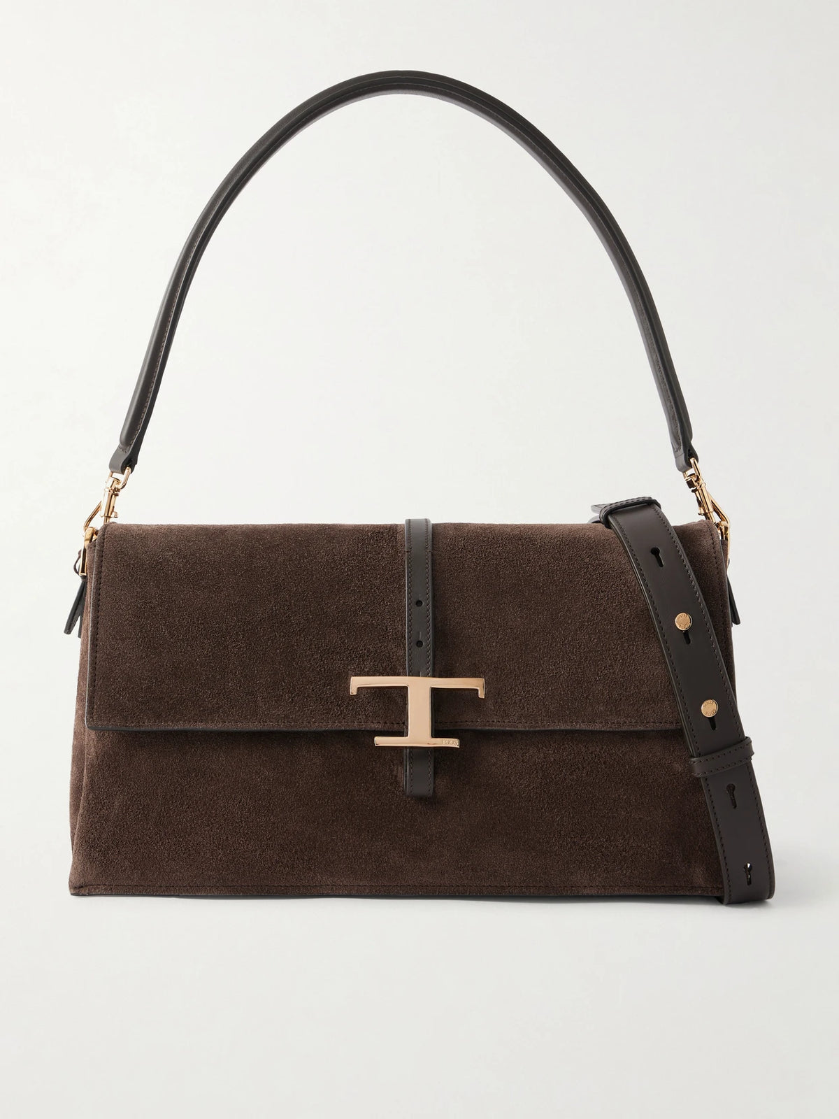 Tracollina Mosch Small Leather-trimmed Suede Shoulder Bag