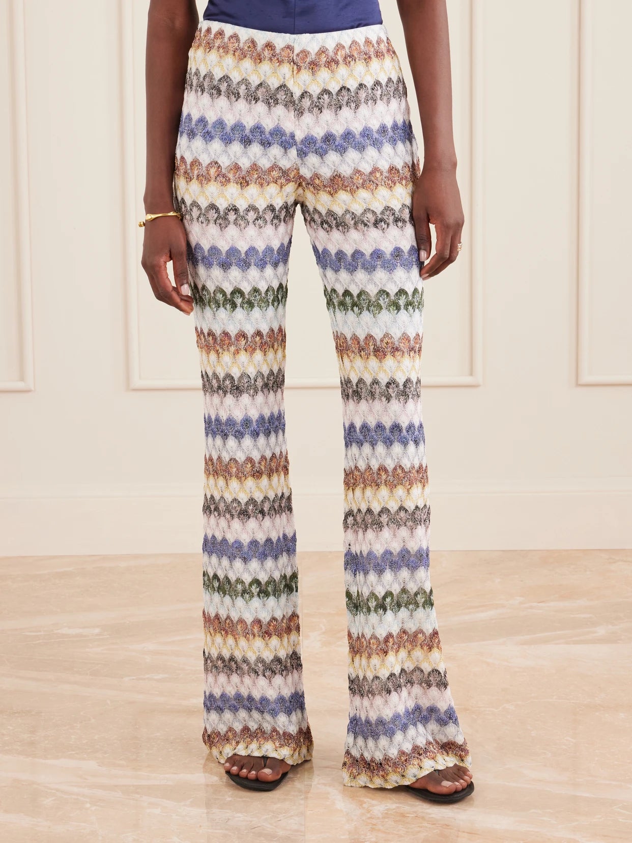 Embellished Crochet-knit Flared Pants